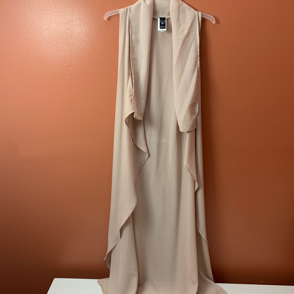 Cream chiffon vest duster